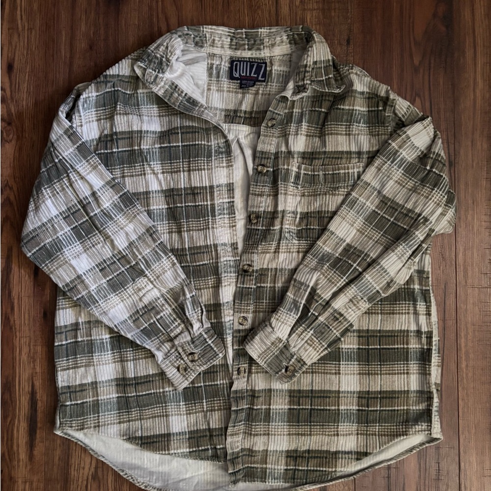 Women's Green Plaid Button Down Shirt
